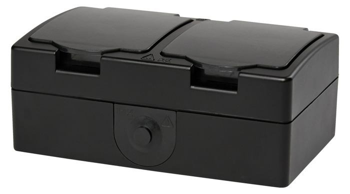 Stikkontakt dobbelt m/jord matsort - Elworks